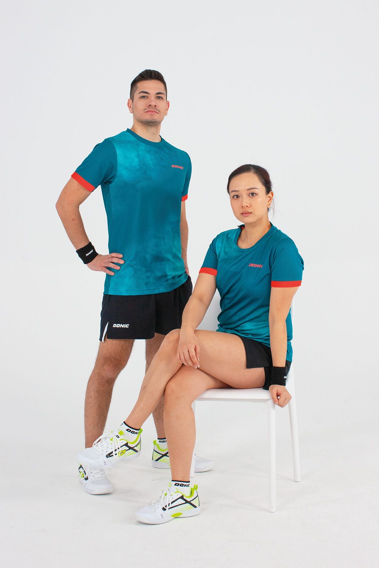 T-shirt Donic Axtion vert/bleu clair/orange